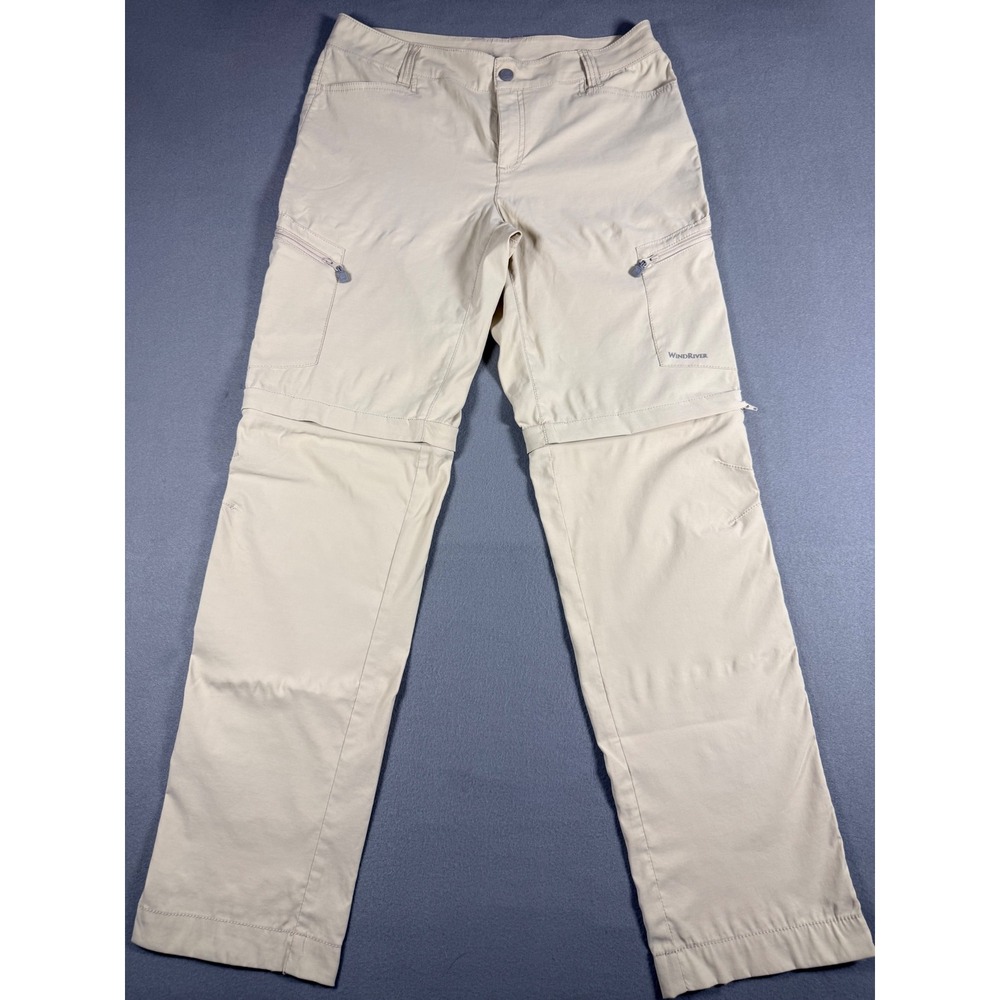 WindRiver Mens Convertible Cargo Hiking Pants 34x32 Beige Nylon Stretch Zip Off